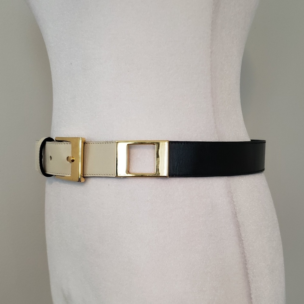 Vintage‎ Mondi Womens Bull Leather Statement Belt 33.5" X 1" Timeless Colorblock